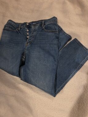 Classic High-Rise Button-Fly Blue Jeans